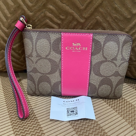 Coach Handbags - Coach Signature Wristlet, Pink New